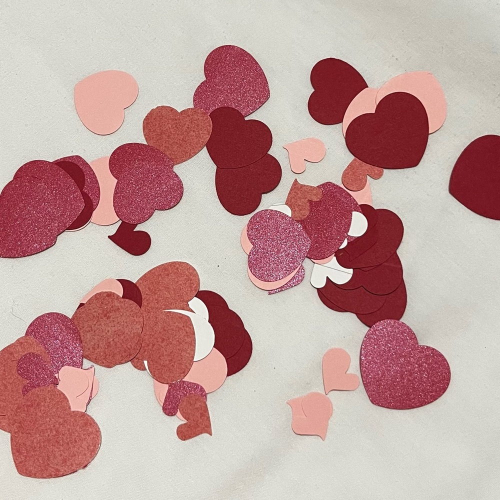 Heart-Shaped Confetti in Red and Pink